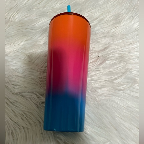 🧡 NEW Starbucks Summer 2023 ‘Puffy Gradient’ Pink Orange Blue SS Cold Cup - Picture 5 of 6